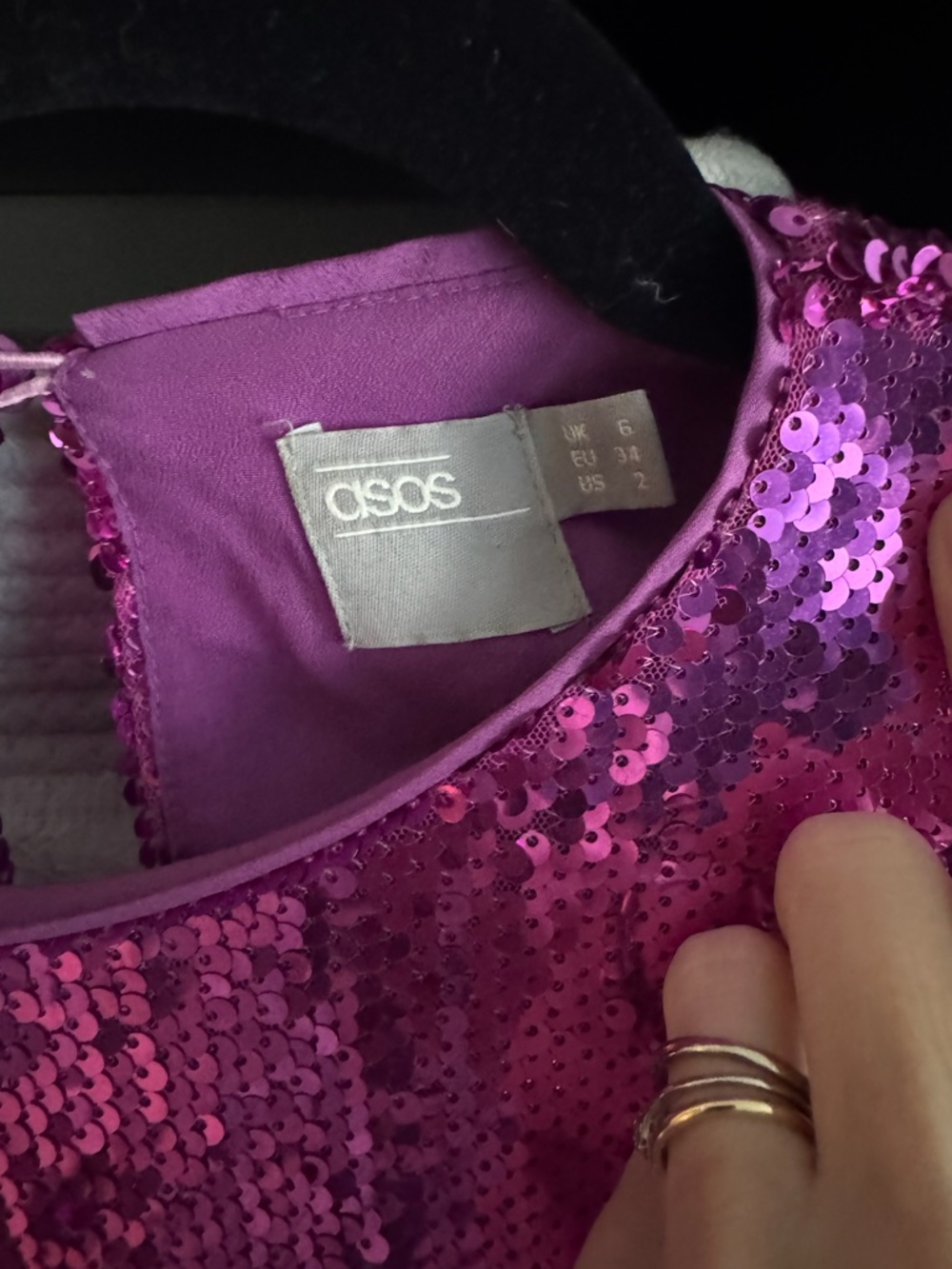 Fuchsia Sequin Ruffle Dress - Picture 4 of 7